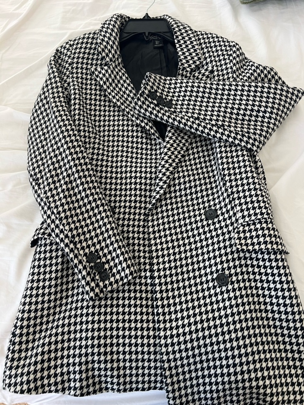 Rachel Zoe Black and White Houndstooth Blazer Coat